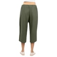 thumbnail image 4 of Wide Leg Cropped Pants for Women Summer High Waist Linen Capri Pants Drawstring Baggy Lightweight Pockets Beach Pant Dark Green S, 4 of 8