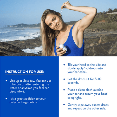 Ear Drops for People with Itchy Ears, Ear Infections, and Trapped Water - Designed for Swimmers, Surfers, and Water Athletes - Formulated with Anti-Inflammatory Compounds