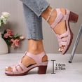 thumbnail image 3 of Heeled Sandals for Women Slip On Block Heel Dressy Summer Open Toe High Heel Vacation Beach Slides Sandals Casual Summer Solid Color Sandals, 3 of 9