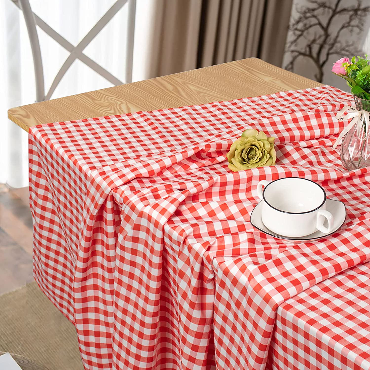 Party lovemyfabric Gingham Checkered Picnic Dinner Tablecloth 50" x 84" Red 