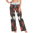 thumbnail image 2 of Women's Long Sleep Pants Home Pants Sleep Pants Wide-Leg Pants Design Elastic Fabric Casual Pants S Red and White Love, 2 of 7