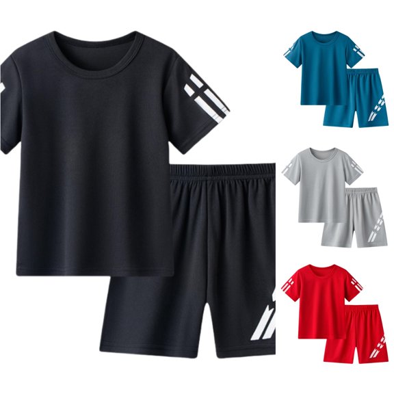 VOUZZA Boys 2 Piece Shorts Set Short Sleeve T Shirt and Shorts Boys Summer Clothes Toddler Kids Outfit Ages 1-12 Boys Summer Outfit