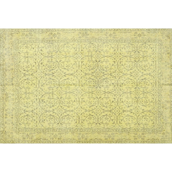 Ahgly Company Machine Washable Indoor Rectangle Traditional Metallic Gold Area Rugs, 8' x 12'