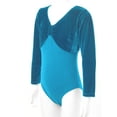 thumbnail image 3 of Doomiva Kids Girls One-piece Long Sleeve Ballet Gymnastics Dancing Leotard Athletics Unitard Bodysuit Lake Blue 110, 3 of 7