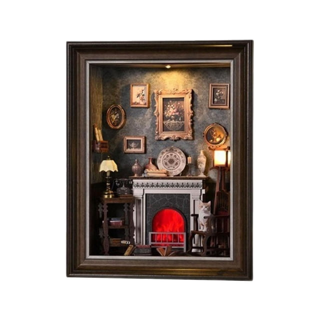 Kit De Bricolaje Para Casa De Muñecas, Diseño De Chimenea Con Muebles, Idea Creativa Para Una Habitación.
