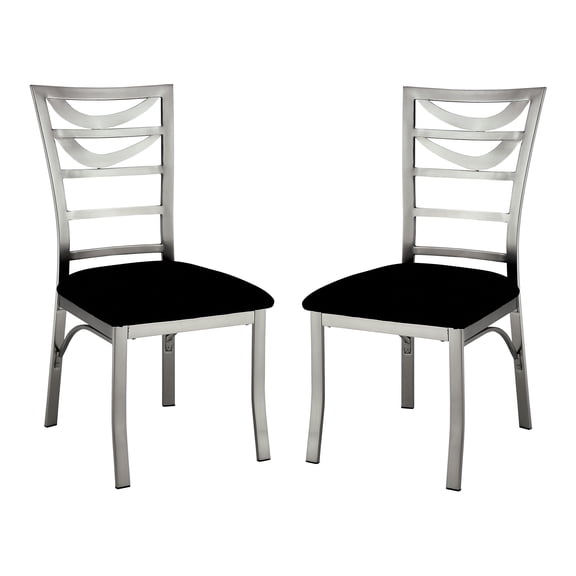 Trender Metal Padded Side Chairs, Set of 2, Silver and Black