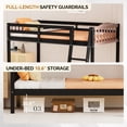 thumbnail image 4 of Ktaxon Twin over Twin Bunk Bed, Solid Wood Bed Frame with Guardrails, Space Saving Design for Bedroom, Black&Brown-Basic Version, 4 of 8