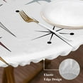 thumbnail image 3 of Blue Red Diamond Round Tablecloth, Fitted Table Cover with Elastic for 55"-60" Round Tables, Modern Geometric Middle Century Table Cloth Outdoor Indoor Dinning Party Waterproof Tablecloths, 3 of 7