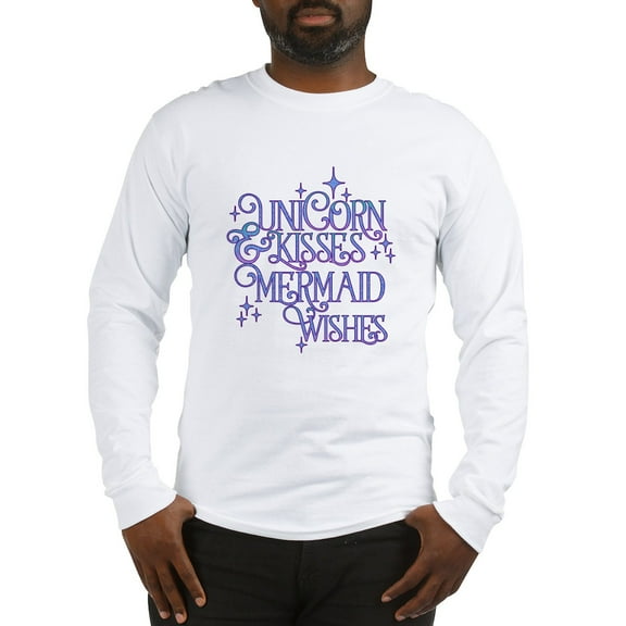 CafePress - UNICORN KISSES And MERMAID WISHES Long Sleeve T Sh - Unisex Cotton Long Sleeve T-Shirt