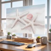 Indoor Elastic TV Cover 65", Starfish Shell TV Display Protector for LCD Desktop TV Hanging TV, Summer Ocean Beach Coastal Decorative TV Screen Dust Proof Cover Protection