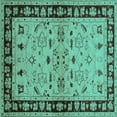 thumbnail image 1 of Ahgly Company Machine Washable Indoor Square Oriental Turquoise Blue Industrial Area Rugs, 8' Square, 1 of 4