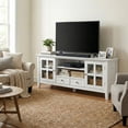 thumbnail image 4 of Acadian 60 inch Wide Solid Wood Transitional TV Stand in White For TVs up to 65 inches, 4 of 13