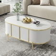 thumbnail image 4 of Harper & Bright Designs Oval Fluted Coffee Table with Storage, Gold Center Table with 2 Cabinets for Living Room, White, 4 of 17