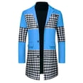 thumbnail image 5 of Lars Amadeus Houndstooth Overcoat for Men's Single Breasted Color Block Patchwork Long Coat, 5 of 5