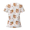 thumbnail image 3 of Goofa Squirrel Giving A Gift Pattern Womens Deep V Neck Low Cut Tops Casual Summer Short Sleeve Ribbed Knit T-Shirts-Small, 3 of 5
