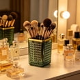 thumbnail image 4 of Vintage Makeup Brush Holder Organizer, Clear PET Cosmetic Storage Cup, Multifunctional Vanity Countertop Pencil and Lipstick Holder(Green,11.5x8x8cm), 4 of 7