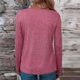 thumbnail image 4 of WREESH Womens Fashion Slim T-Shirts V Neck Solid Color Pullover Long Sleeve Tops Keeping Warm Outing Tops Blouse Pink, 4 of 7