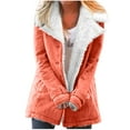 thumbnail image 2 of Clearance GaThRRgYP Womens Coats Clearance,Women Winter Warm Composite Plush Button Lapels Jacket Outwear Coat, 2 of 6