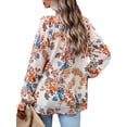 thumbnail image 5 of LilyLLL Womens Floral Print Flared Sleeve V Neck Tunic Blouse Buttons Shirt Tops, 5 of 5