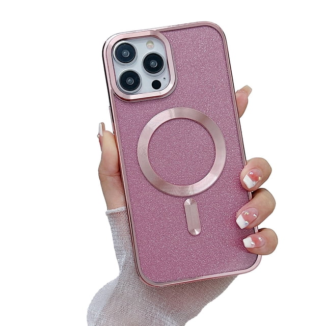 MagSafe Étui Compatible iPhone 14 Pro Max, Étui Magnétique Pailletée, Étui de Luxe Transparente pour Femmes Filles Antichoc, Violet Profond