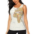 thumbnail image 1 of Fotbe World Map 1 Blusas Sin Mangas para Mujer – Estilo Casual, Corte Suelto, Slim-Fit, Cuello Redondo Deportivo, Tops de Verano para Gimnasio y Yoga-Large, 1 of 7