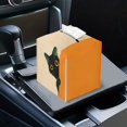 thumbnail image 7 of FUIALDOLG Suqare Tissue Box Holder, 5.1"X5.1"X5.5" Waterproof Tissue Box Cover PU Leather Facial Organizer for Dresser Bathroom Home Decor (Black Cat), 7 of 7