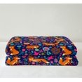thumbnail image 3 of Funny Fox Sherpa Blanket Bohemian Mandala Blanket, Girly Pink Flower Throw Blanket for Chair Woodland Animal Fleece Blanket, Botanical Plants Plush Blanket Navy Blue Orange Room Decoratives, 3 of 6