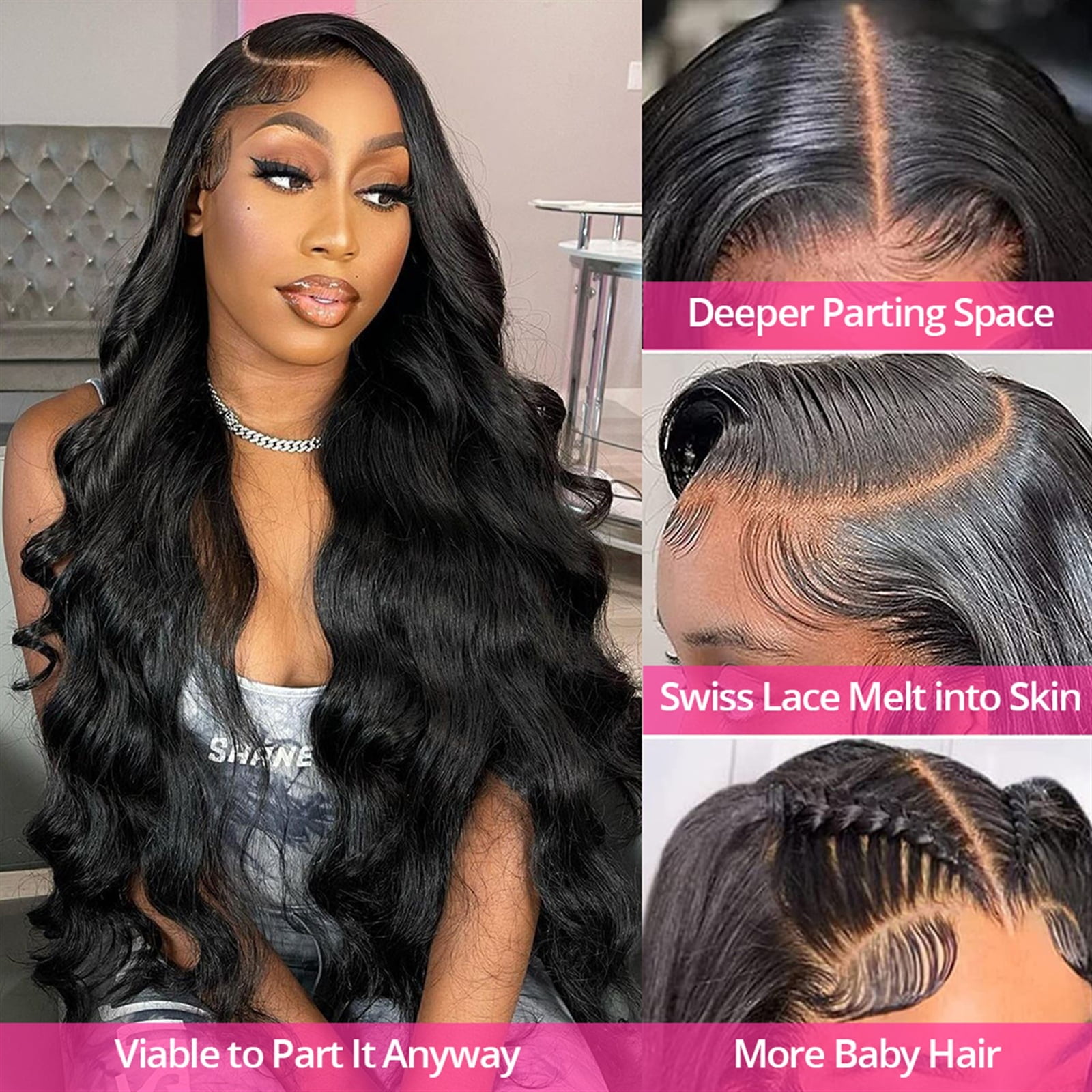 Body Wave Lace Wig Human Hair Wig Pre Plucked HD Lace Frontal Wig Brazilian Hair Wigs with Baby Hair Long Wave Curly Lace Closure Wig for Women
