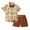 Brown, variant on Fesfesfes Dressy Outfits For Boys Summer Summer Children's Wear Boy's Short-sleeved Lapel Shirt Shorts Suit With Belt Tie 2-3 Years