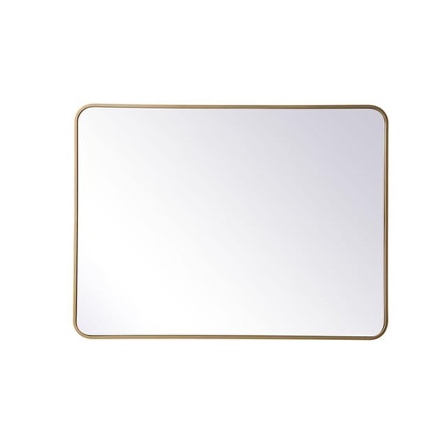 Living District MR803040BR 30 x 40 in. Soft Corner Metal Rectangular Mirror, Brass