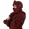 thumbnail image 6 of Dwelliawo Mens Medieval Knight Hoodie Armor Retro Mask Halloween Party Sweatshirt Cosplay Elbow Protection Long Sleeve Costumes with Kangaroo Pocket Wine 2XL, 6 of 6