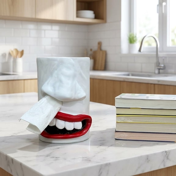 Handmade Funny Face Tissue Box Cover, Decorative Tissue Holder for Tabletop, Bathroom, Living Room and Home Decor