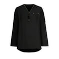 thumbnail image 4 of MIUOWANP Plus Size Women's Solid Color V-Neck Zippered Long Sleeve Studded Casual Blouse Size M(6)Black, 4 of 5