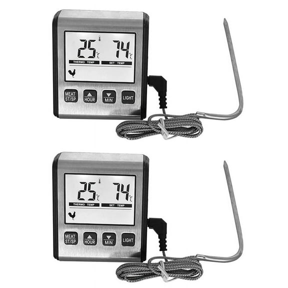 2Pcs TP710 Digital Cooking Meat Thermometer, Large LCD Backlight Food Thermometer with Stainless Steel Probe