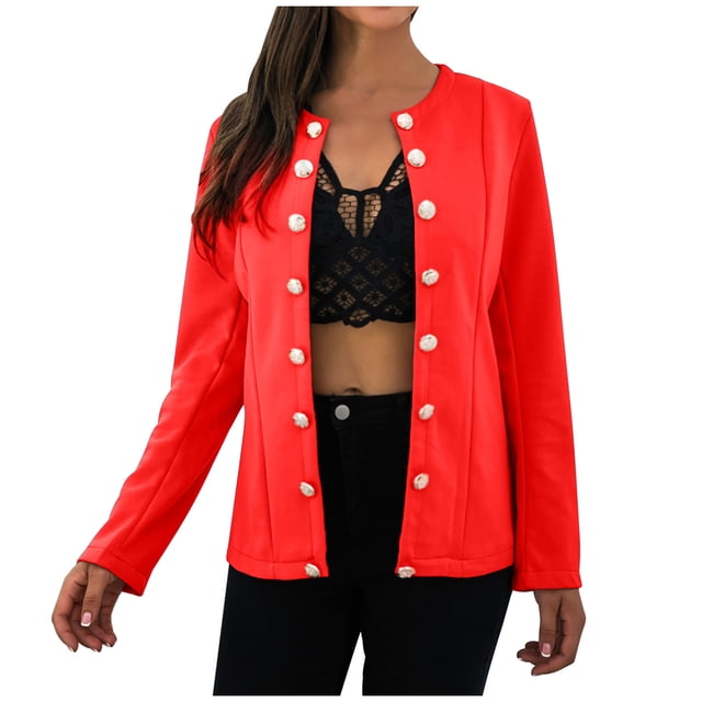 Pompotops Fashion Women Long Sleeve Solid Autumn Coat Jacket Blouse