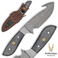 thumbnail image 1 of FRD: Compact Damascus Gutt hook Hunting Knife - Black, 1 of 5