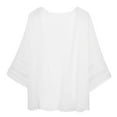 thumbnail image 4 of Pxiakgy cardigan for women Women Mesh Panel 3/4 Bell Sleeve Pure color Chiffon Casual Loose Kimono Cardigan womens cardigan White + L, 4 of 9