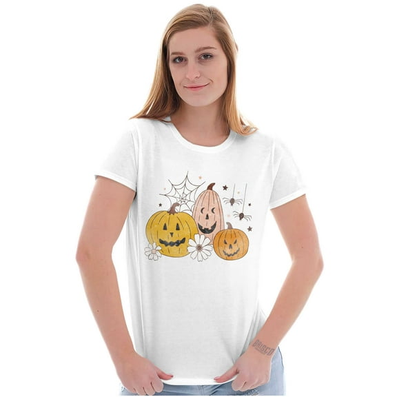 Vintage Halloween Jack-o-Lanterns Womens Fitted Plus Size Graphic Tee Brisco Brands 2X