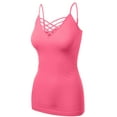 thumbnail image 2 of Women's Lattice Triple Criss-Cross Seamless Cami Long Ttank tops., 2 of 4