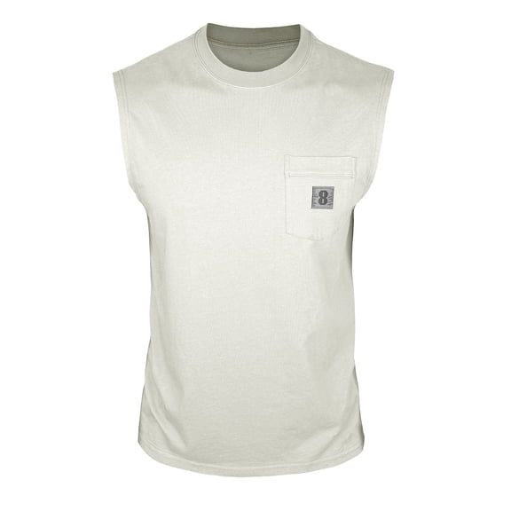 Cotton Muscle Tank Tops for Men Workout Sleeveless T-Shirts Crew Neck Athletic Bodybuilding Shirts with Chest Pocket, Summer Moisture Wicking Breathable Fashion Streetwear Pullover Tee