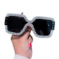thumbnail image 5 of Womens Fashion Sunglasses Diamond Inlaid Full Frame Box Design and Metal Frame with PC Lens for Commuting Sunglasses or, 5 of 6
