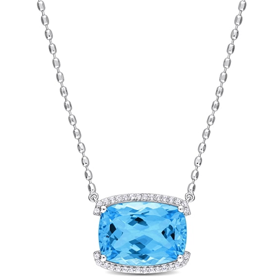 Everly Women's 13 5/8ct TGW Sky Blue Topaz and White Topaz Sterling Silver Halo Pendant with Chain