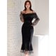 thumbnail image 4 of H Han Queen-Vestidos de sirena con cuello de barco para mujer, Vestidos Retro coreanos elegantes, vestido informal de fiesta de oficina Sexy, otoño 2023, 4 of 5