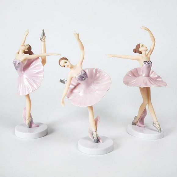 3Pcs Ballerina Girl Birthday Cake Dessert Table Decoration Doll With Base