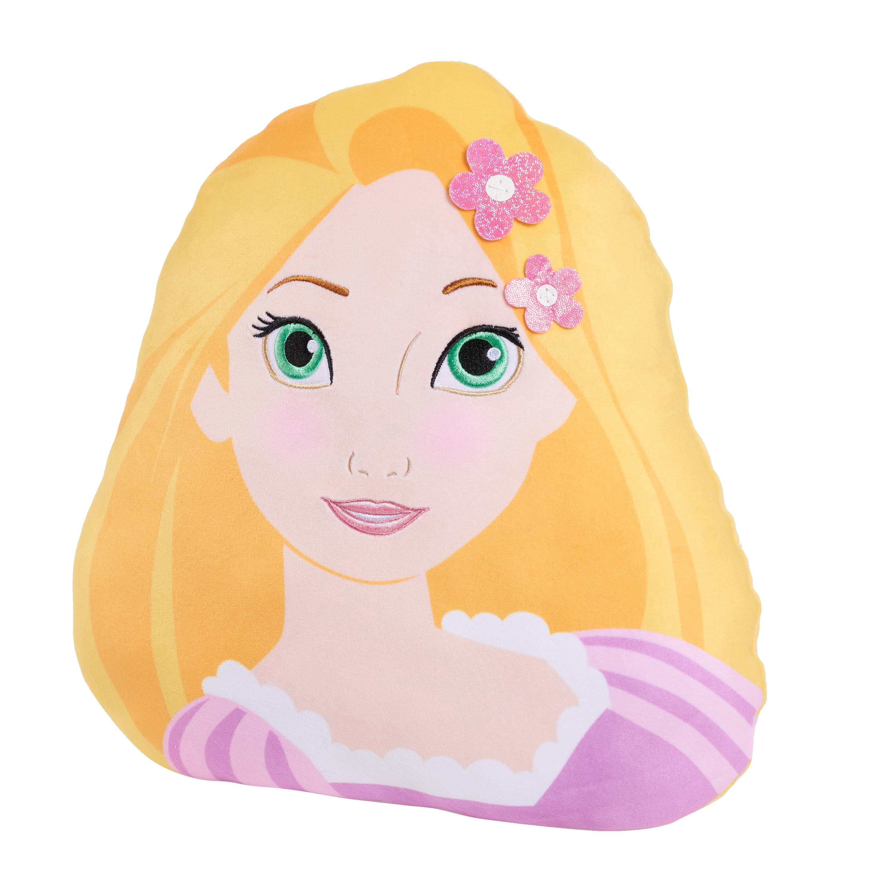 Disney Princess Character Head 13-Inch Plush Rapunzel, Tangled, Soft Pillow Buddy Toy for Kids, Officially Licensed Kids Toys for Ages 3 Up, Gifts and Presents
