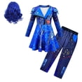 thumbnail image 3 of Disfraz de Mal de D-Descendants 3 para niñas, disfraz de Evie, fantasía, ropa de Navidad, peluca, fiesta de cumpleaños, Halloween, disfraces, 3 of 5