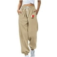 thumbnail image 5 of Sweatpants for Women Trendy Print Drawstring Casual Loose Fitting Yoga Sporty Gym Athletic Jogger Pants with Pockets,Brown 1,S, 5 of 5