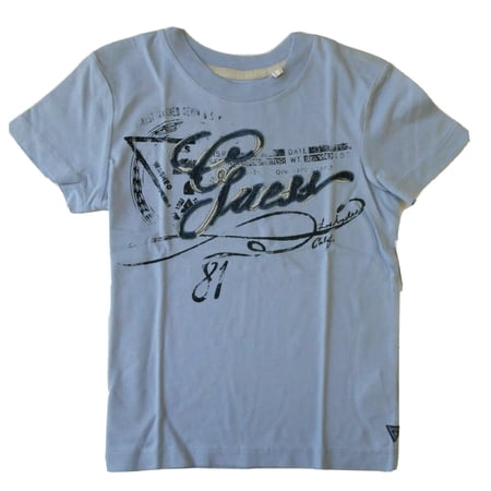 GUESS BOYS SHIRT - BLUE SZ 4 - TOP TEE LOGO FRONT KIDS