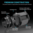thumbnail image 4 of ALPHAGROW 6 Inch 2-in-1 Integrated Inline Fan and Carbon Filter Combo with 8 FT Black Ducting, 410 CFM Powerful Stealth Ventilation System for Indoor Grow Tent, 4 of 13