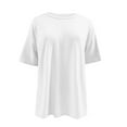 thumbnail image 6 of YOUSNH Womens Casual Spring Summer Solid Short Sleeve O Neck Loose T Shirt Top T-shirts for Women 2024 White L, 6 of 7